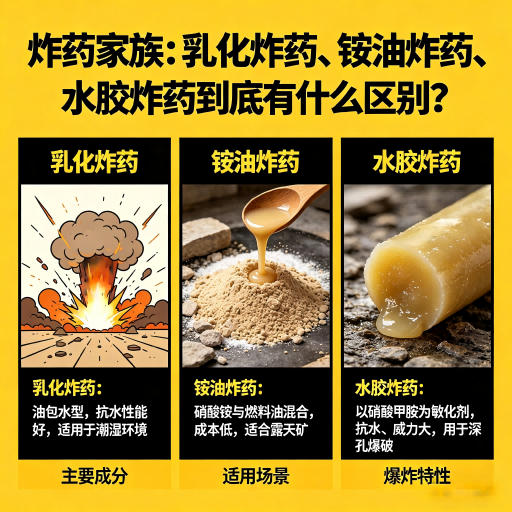 宁蒗炸药家族：乳化炸药、铵油炸药、水胶炸药到底有什么区别？